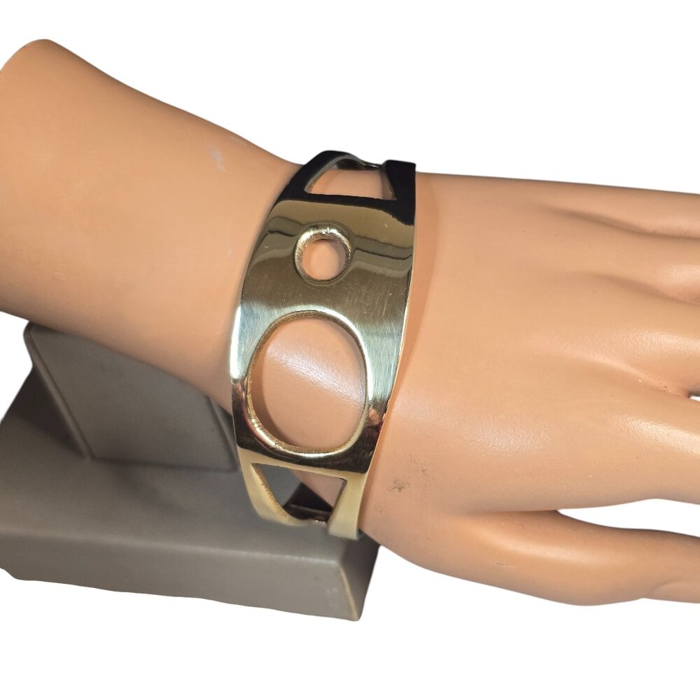 Stylish Trendy Brass Gold Tone Cuff Bracelet
